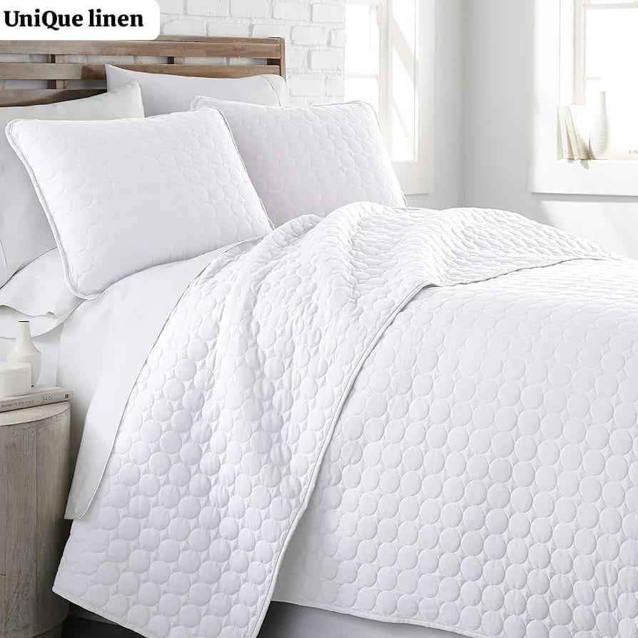Quilt Set Queen Size, Elegant Square Pattern, Ultra Soft Lightweight Bedspreads & Coverlets, Quilted Bedding Sets 3 Pieces For All Season, 1 Quilt 2 Pillow - Various Colours