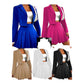 Ladies Shoulder Pads Single Button Blazer & Pleated Skirt Various Colours