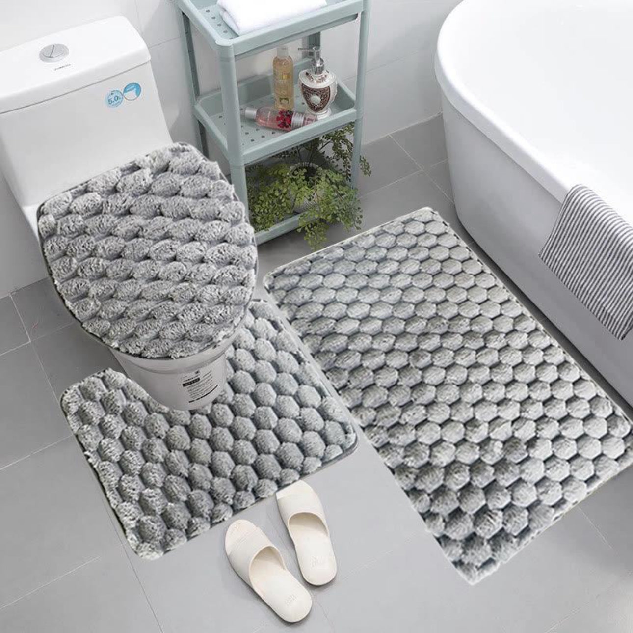 Bathroom Mat Set 3pc - Various Colours