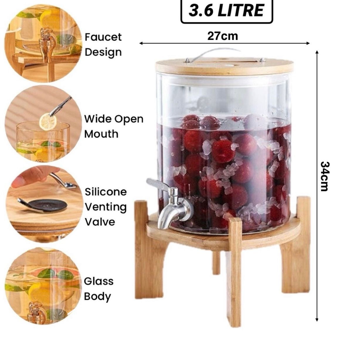 Glass Juice Dispenser 3.6L