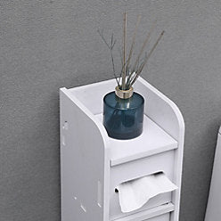 MHome Single Wooden Tall Bathroom Corner Cabinet with Flip-up top Shelf,80cm H