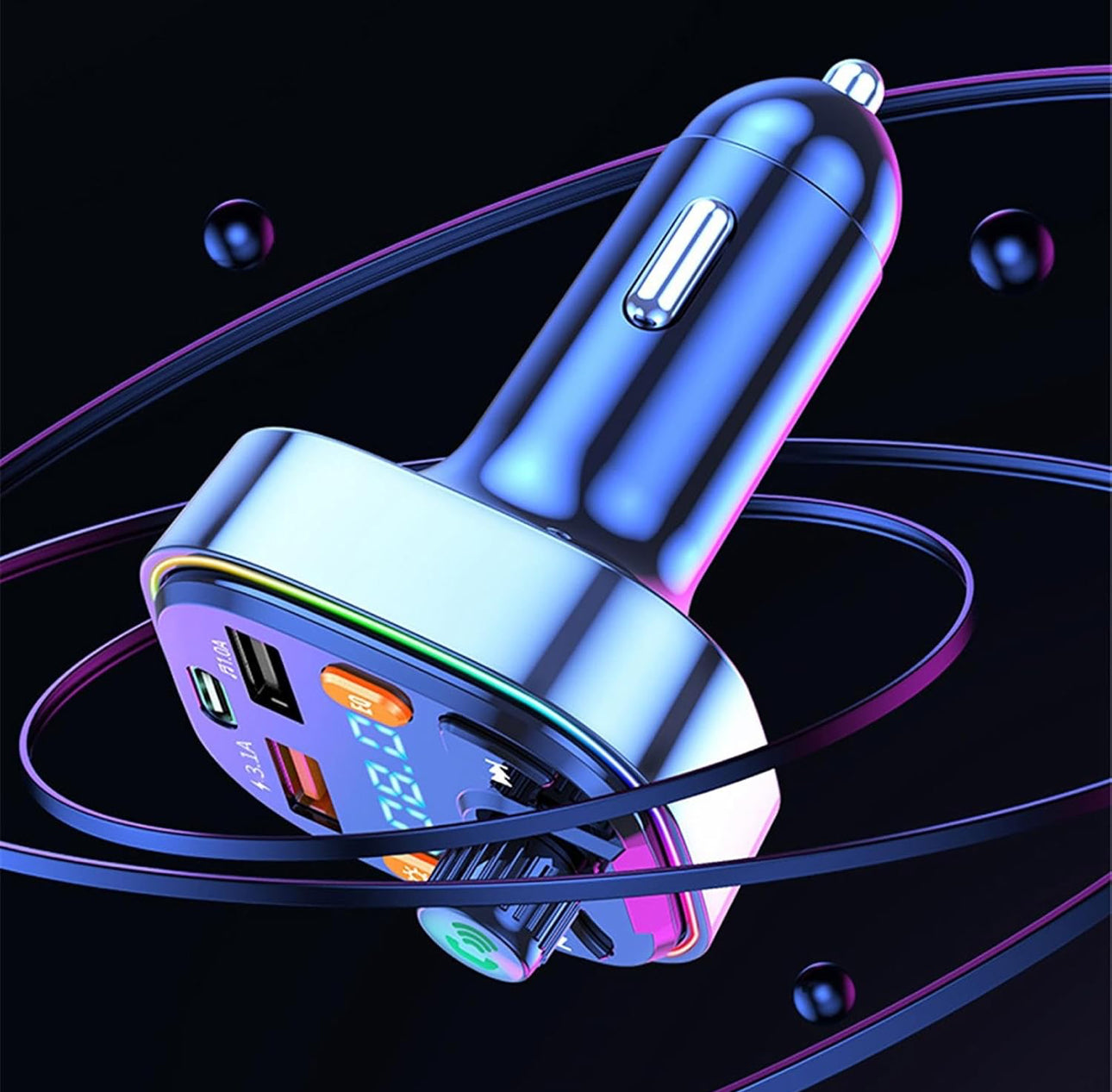 MTech Bluetooth FM Transmitter Fast Charging Support USB Disk PD 2 USB Port Type C