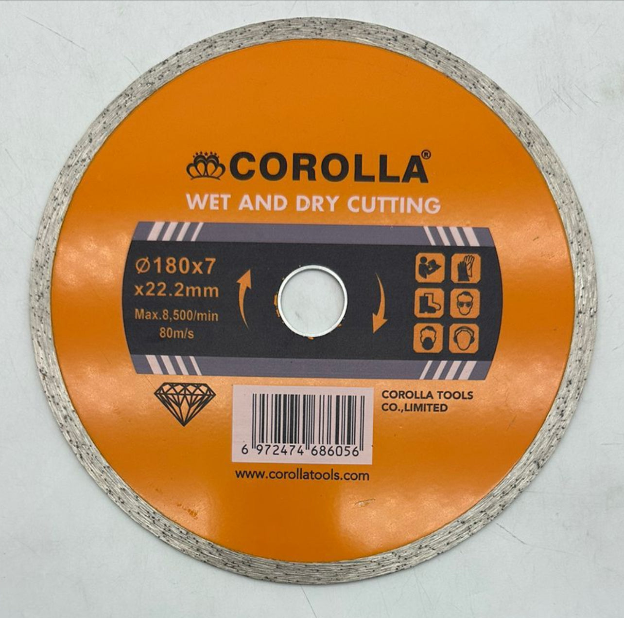 Diamond Cutting Disc Continues Rim Wet/Dry 180x7x22.3mm