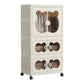 MHome  Kids Bear Wardrobe/Multifunctional Collapsible Plastic Wardrobe for Kids- Storage Cabinet – Dustproof Organizer for Baby Clothes, Toys & Books with Wheels & Hangers- Beige/Various Sizes
