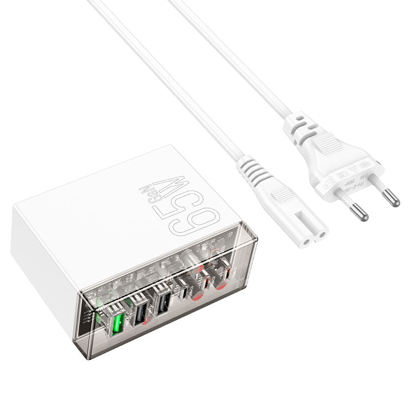Network Charging Station Hoco N36 Fuerza PD 3USB/3Type-C 65W (white)