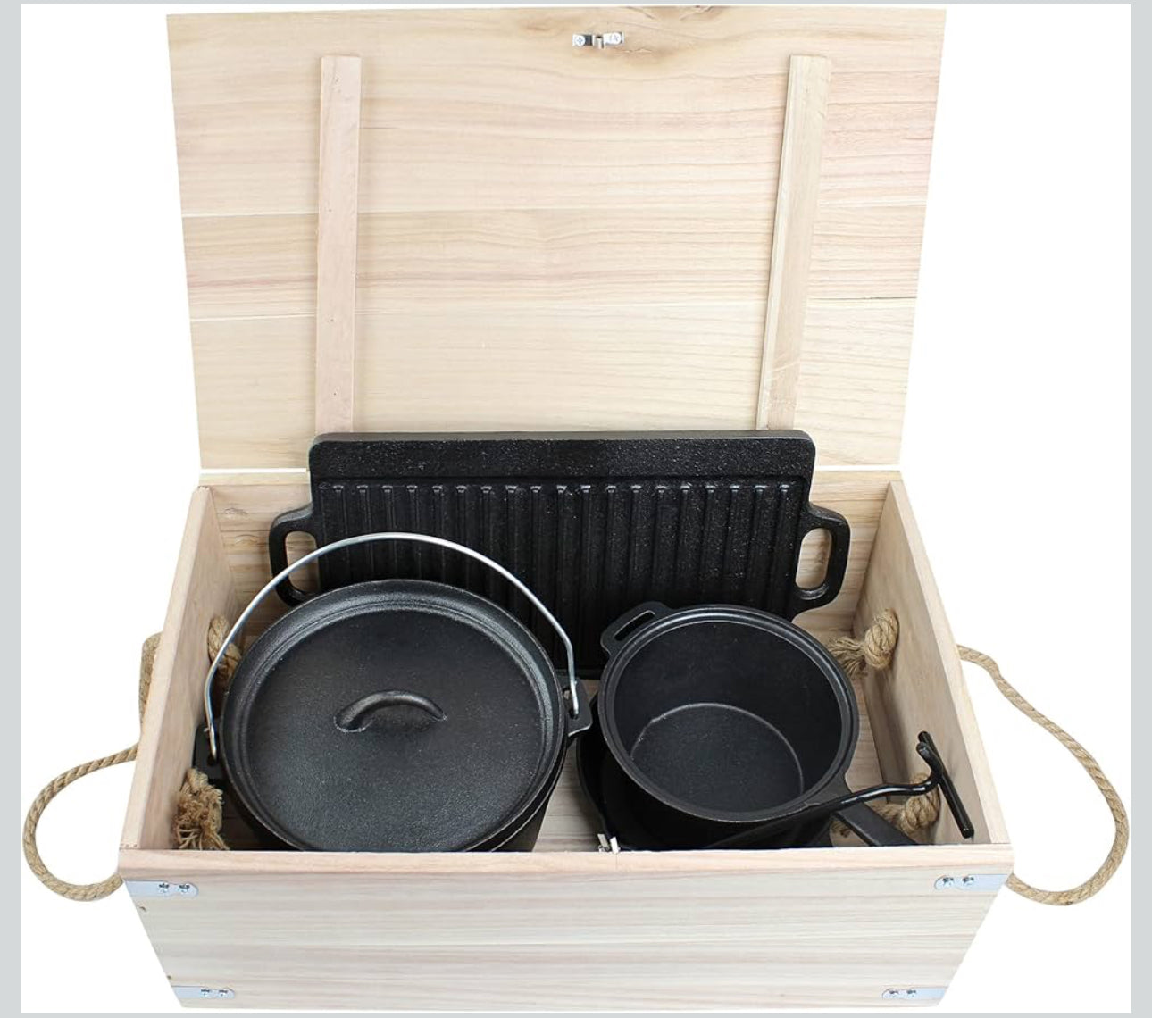 MHome 7 Piece Heavy Duty Cast Iron Dutch Oven Camping Cooking Set