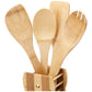 MHome 4 Pieces Pure Bamboo Wooden Solid Turner, Spatula, Slotted Spoon & Spoon Kitchen Essentials Cooking Utensils Tool Set