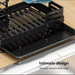 Sink Caddy Organiser,Kitchen Cloth Holder, Stainless Steel Utensils Basket with Drain Pan for Kitchen and Bathroom (Black)