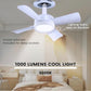 MHome 2:1 Socket Ceiling Fan with LED Light, 16 Inch | 3-Speed Fan + 3-Step 1000 Lumens Lighting | Remote Control | Indoor Outdoor Portable Ceiling Fan with Light