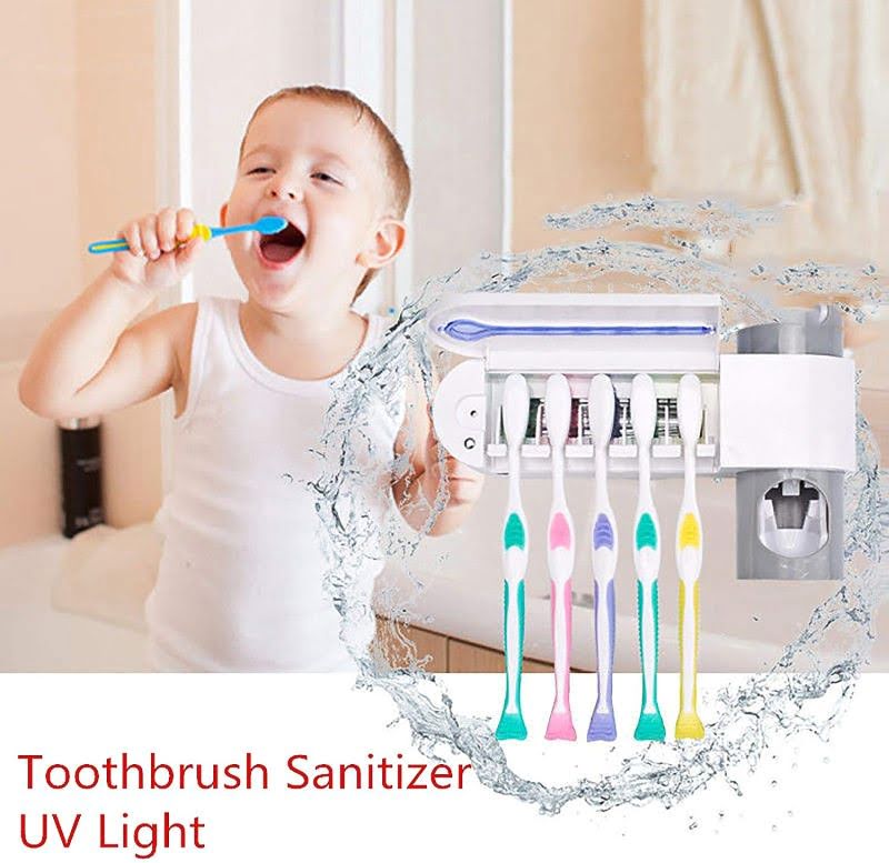 MHome Ultraviolet Sanitiser & Toothbrush Holder With Toothpaste Dispenser