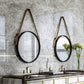 MHome Black Large Round Frame Mirror With Hemp Rope 60cm