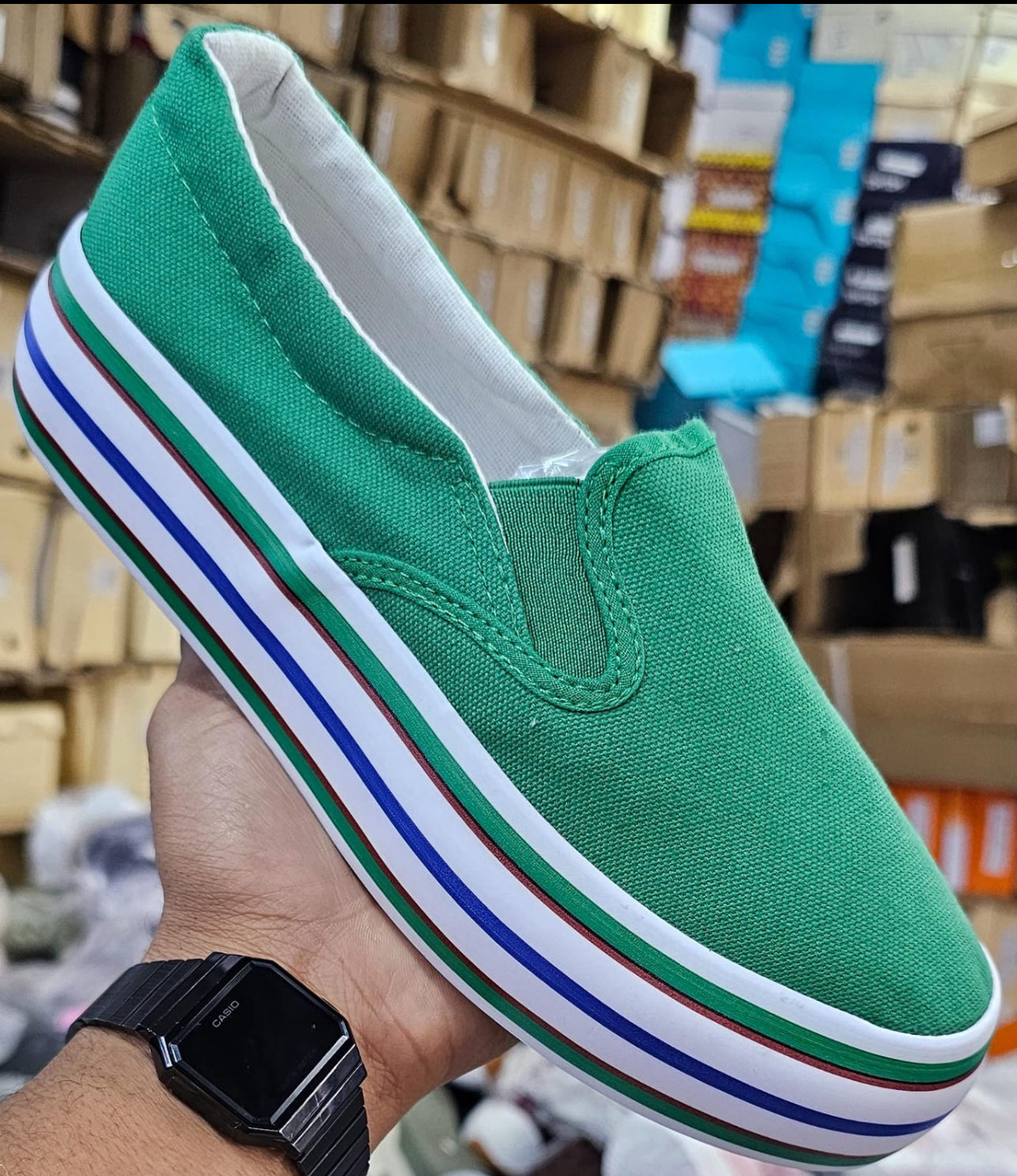 Ladies Multicoloured Slip On Sneakers