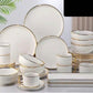 MHome White With Gold Trim 32pc Dinner Set