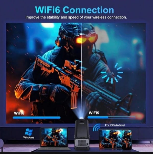 4K Portable Projector With Screen Mirroring - Black