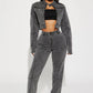 Ladies Washed Grey Denim 2pc Jacket/Jeans
