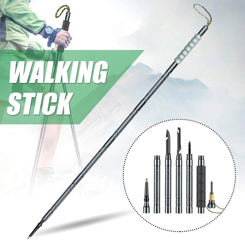 MTech 7 In 1 Outdoor Folding Climbing Walking Stick Safety Security Trekking Rod