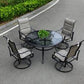 MFurn Glaiza 5-Piece Black & Grey Patio Dining Set with Swivel Chairs