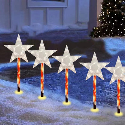 MTech Christmas Solar Lights 5-Pack – Outdoor Star & Snowflake Pathway Lights