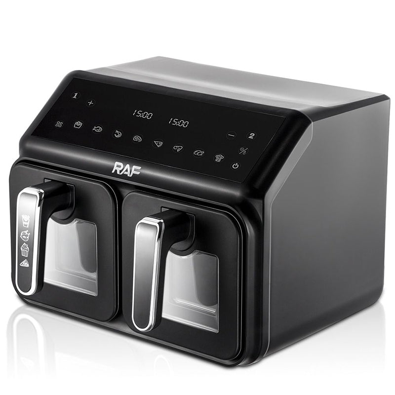 RAF Two Pan Digital Air Fryer 2200W - 9L Capacity, Dual Cooking Baskets, 9 Cooking Programs, Oil-Free Professional Air Fryer