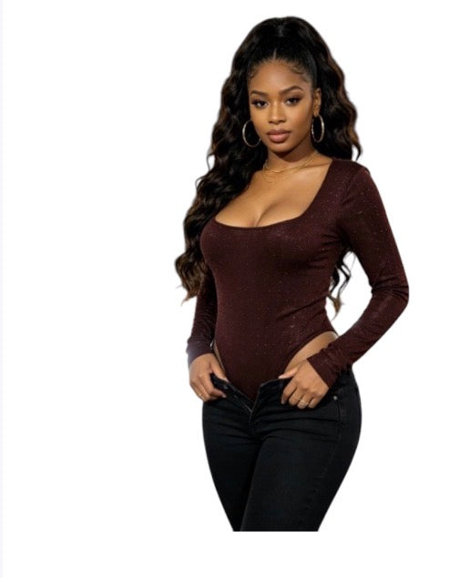 Ladies High-Cut Long Sleeve Bodysuit-Various Colours