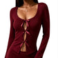 Ladies Sexy Bow Front Top/Skirt-Various Colours