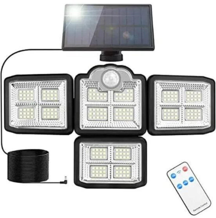 MHome 4 Head Outdoor Solar LED Light with Motion Sensor, Remote Control
