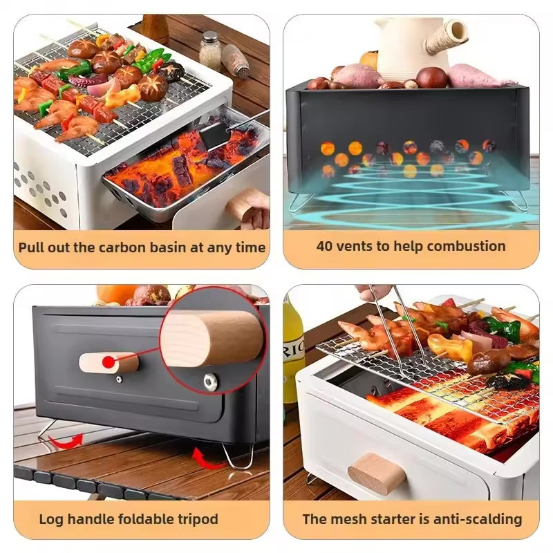 MHome Barbecue Grill Portable Charcoal Stove Tabletop Camping Grill