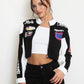 Ladies Motor Biker Cropped Stylish Jacket-Various Colours