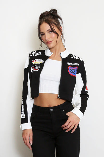 Ladies Motor Biker Cropped Stylish Jacket-Various Colours