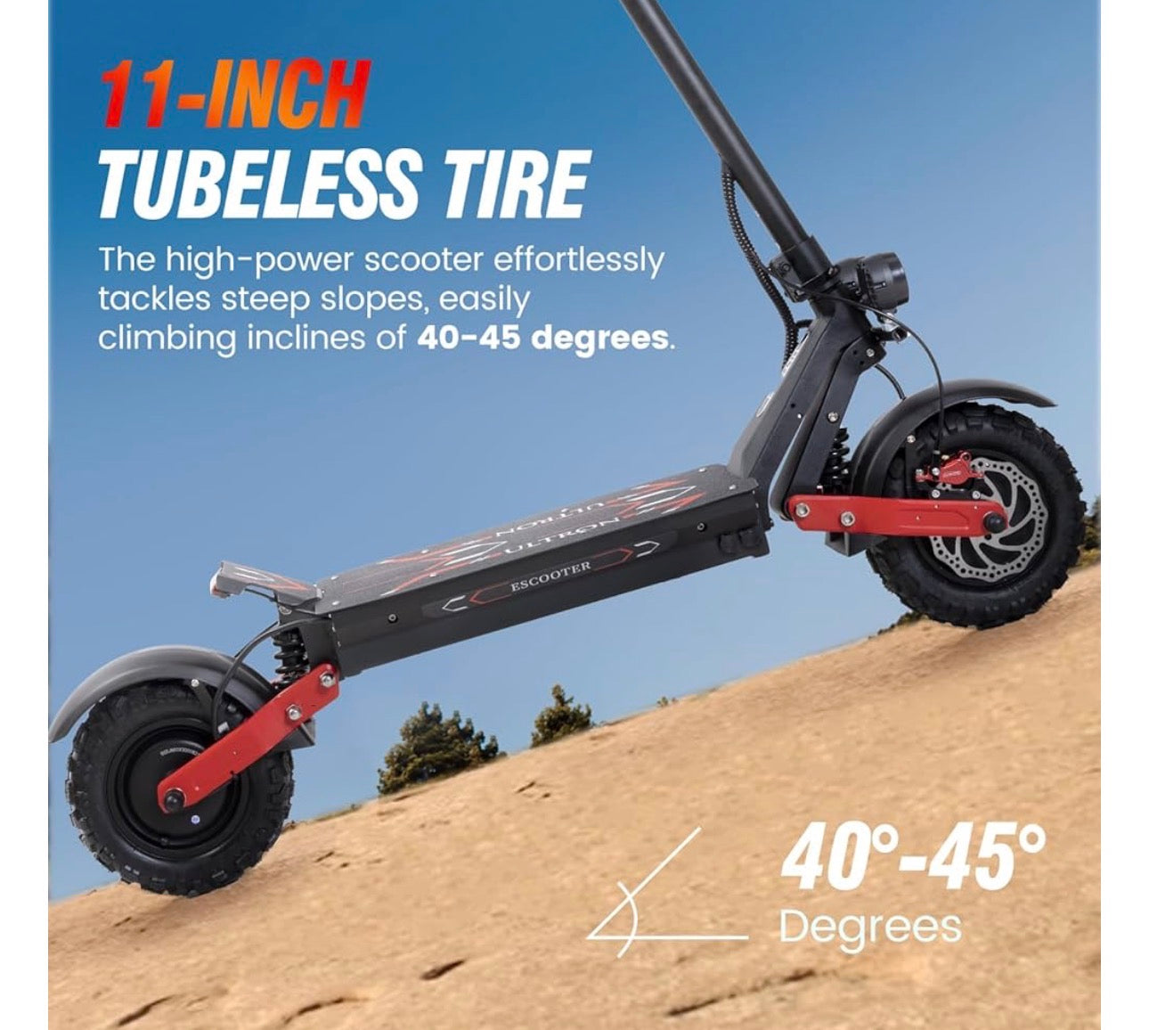 Pro-Sportz Electric Scooter for Adults, E-Scooter Up to 52MPH 6000W 60V Dual Motor 1440WH Battery, 50Miles Long Range 11" Tubeless Off-Road All Terrain Scooter Tires, Foldable Kick Electric Scooter with Seat
