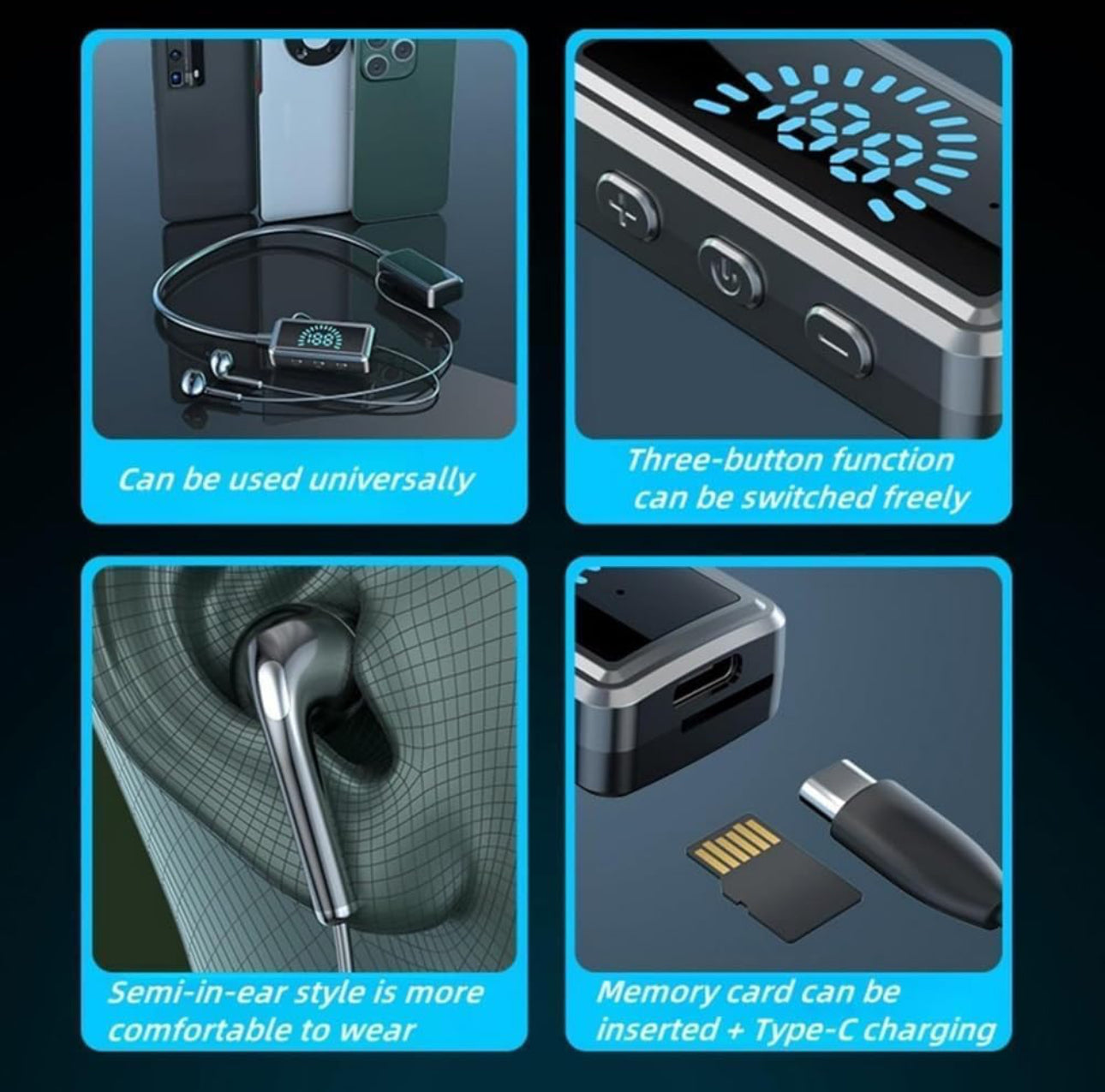 Wireless Sound Card Live Streaming Earphones, Wireless Sound Card Live Broadcasting and Audio Editing Earphones, New Waterproof Bluetooth Wireless Headset, Neckband Headphones with Display (Black)