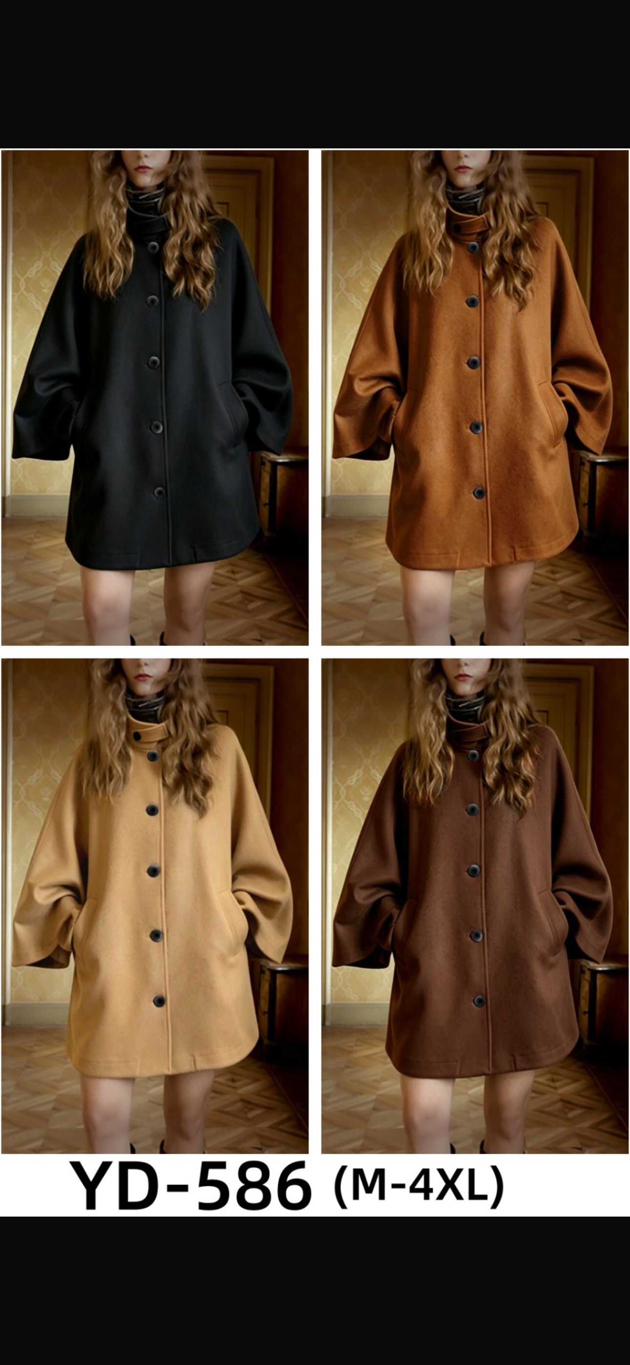Ladies Wool Oversized Cape Coat-Various Colours