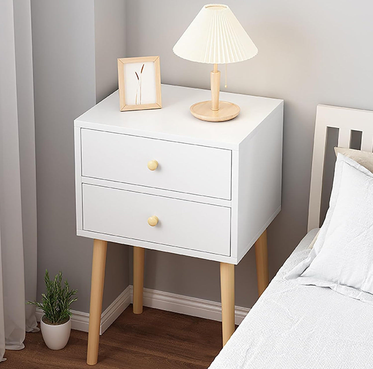 MFurn Nordic Bedside Nightstand – Modern Small Table with Drawer