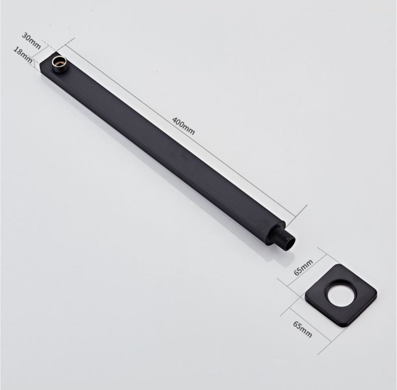 Rainfall Shower Head + Arm Matt Black 8inch Set