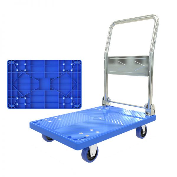 MHome Folding Plastic Trolley Cart - Silent Flatbed Hand Truck