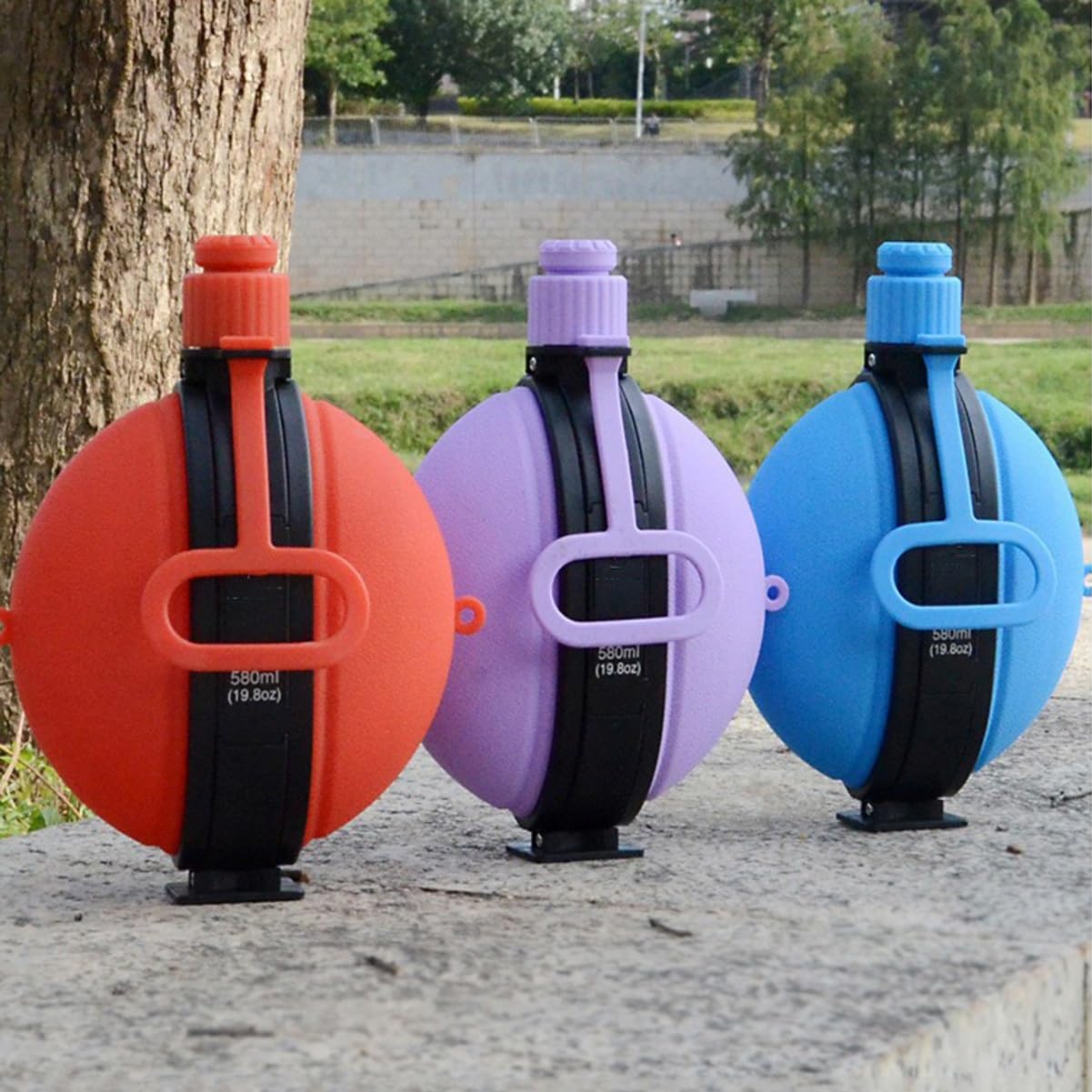 MHome Foldable Silicone Water Bottle With Compass - Retractable Portable Design For Camping Hiking Outdoor Adventures Leakproof -Various Colours
