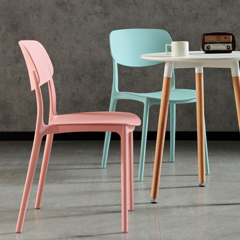 MFurn Contemporary Scandinavian Macaron Square Plastic Stackable Dining Chair Backrest For Dining Room-Various Colours