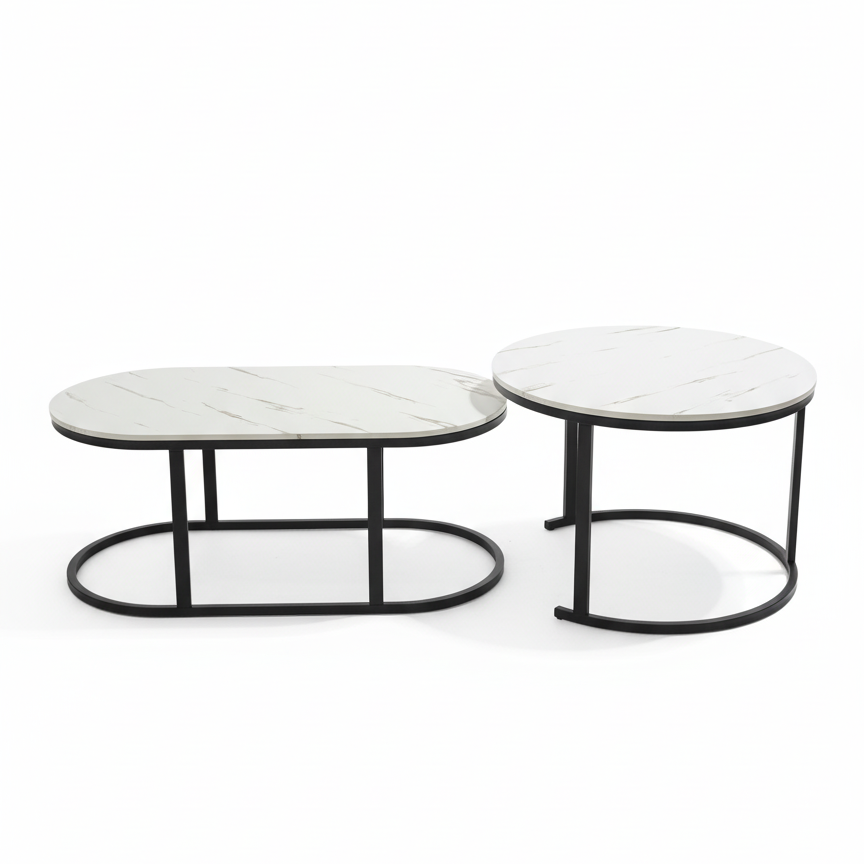 MHome Modern Marble MDF Nesting Table Set 2pc Various Options