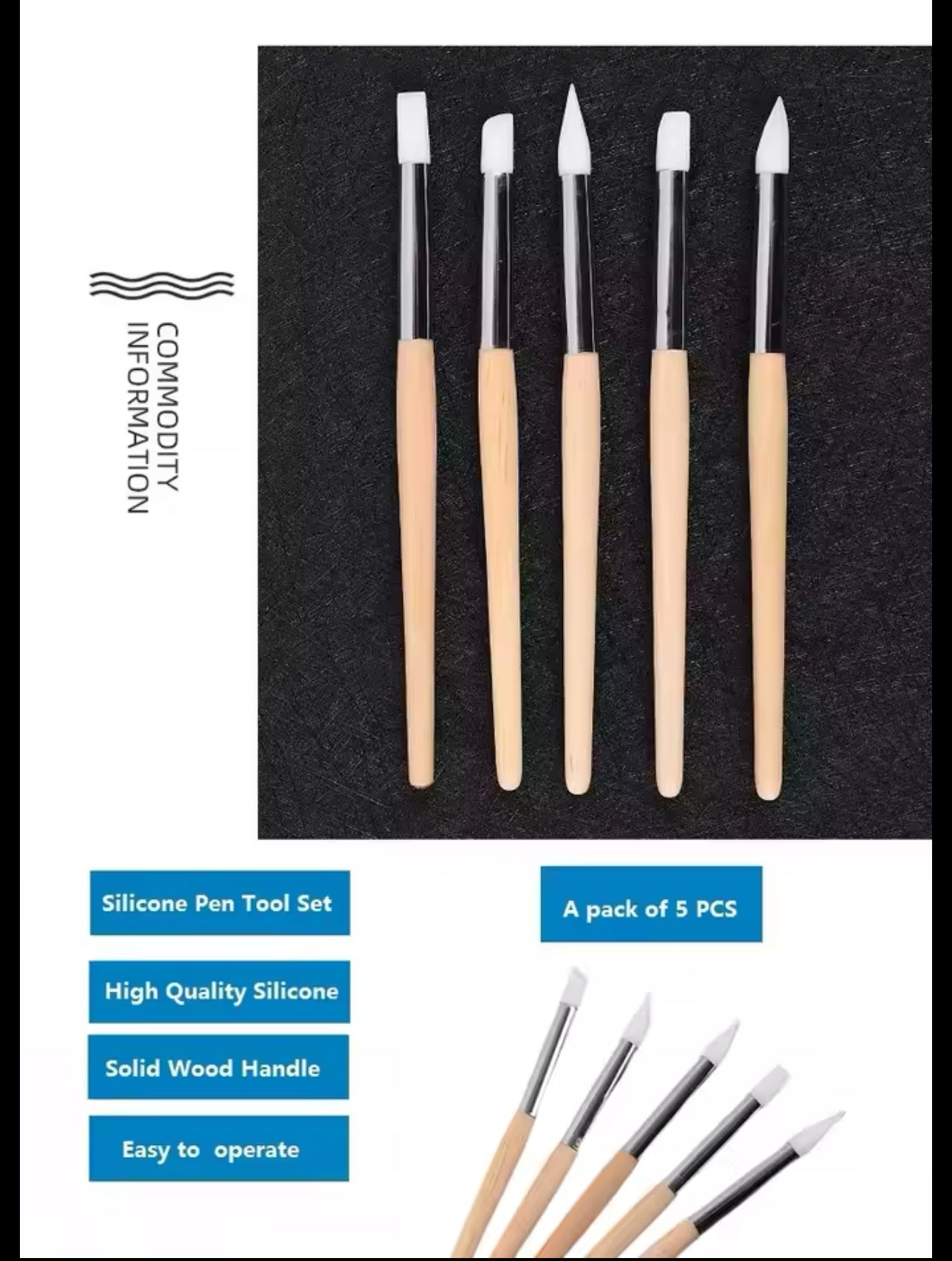 Cuticle Pusher Set Wooden 5pc