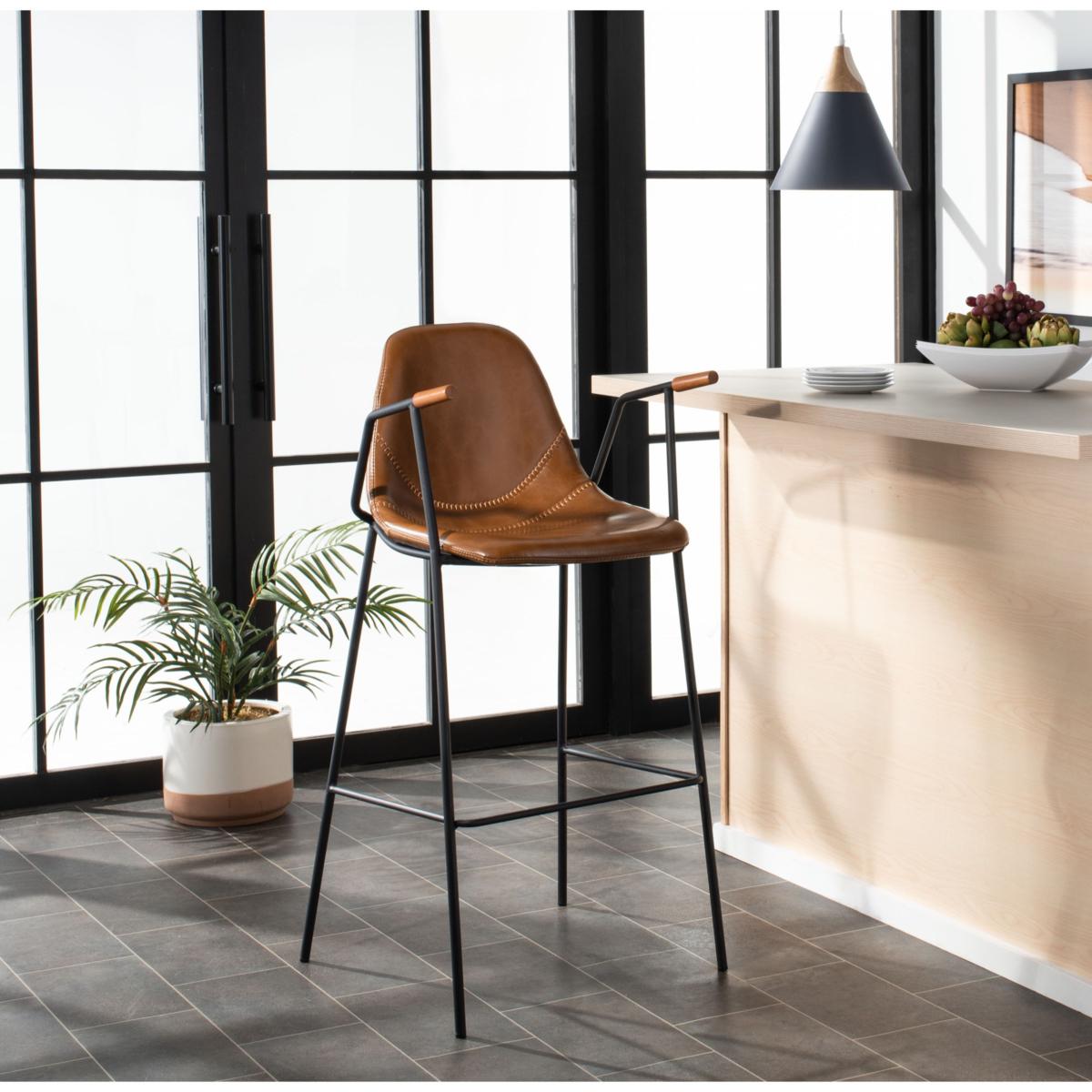 MFurn Mid Century Industrial Bar Stool with Footrest & Armrest Various Colours 2pc Set