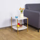 MFurn Modern Wooden Coffee Table – 2-Tier Side Table with Metal Legs