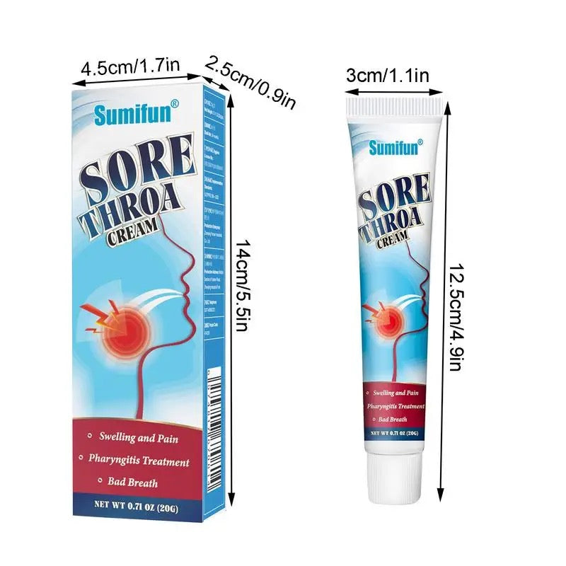 Sumifun Sore Throat Cream Cough Pharyngitis Medical Ointment Dry Itchy Neck Pain Relief Bad Breath Soothing Chinese Medicine - 20g