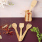 MHome 4 Pieces Pure Bamboo Wooden Solid Turner, Spatula, Slotted Spoon & Spoon Kitchen Essentials Cooking Utensils Tool Set