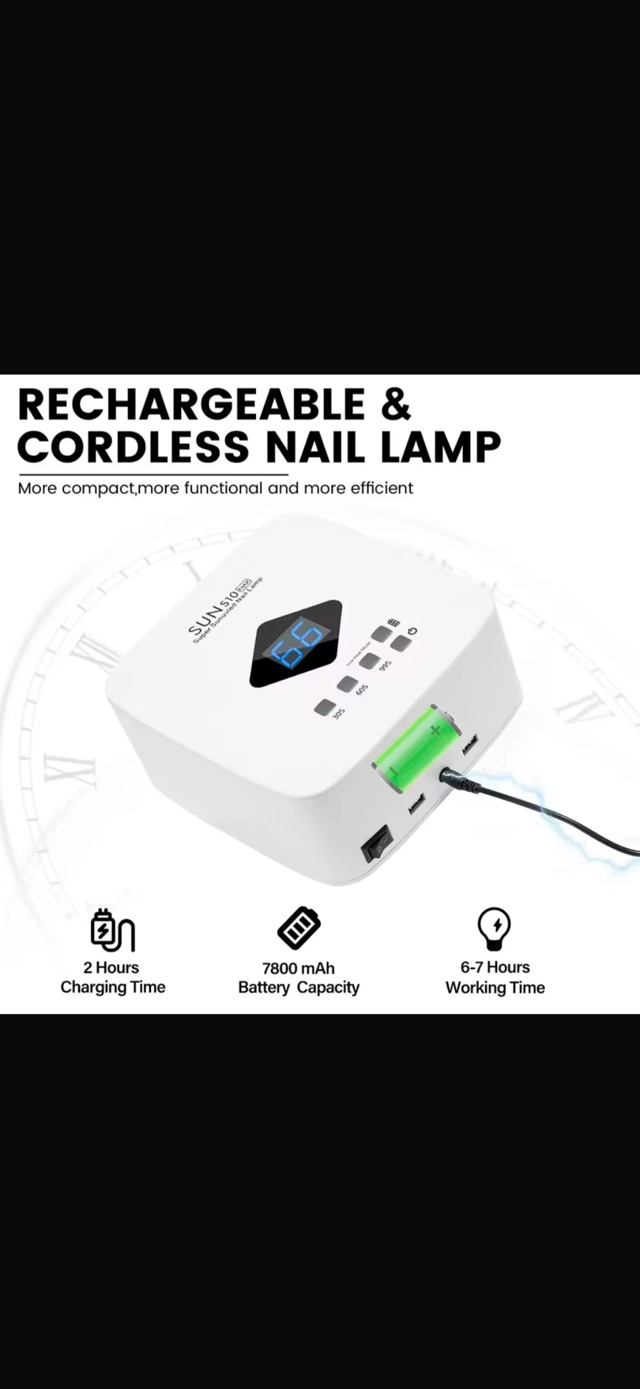 Sun Professional Rechargeable UV LED Nail Lamp Cordless UV Light for Gel Nail Machine S10