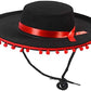 Funny Party Hats Matador Costume – Spanish Hat - Black and Red Matador Hat - Spanish Bull Fight Hat - Black Sombrero Hat, Matador Spanish Bull Fighting Costume Hat, One Size