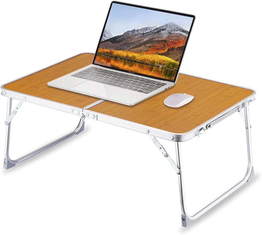 MFurn  Foldable Laptop Table for Bed - Lap Desk & Breakfast Serving Tray- Wood Colour