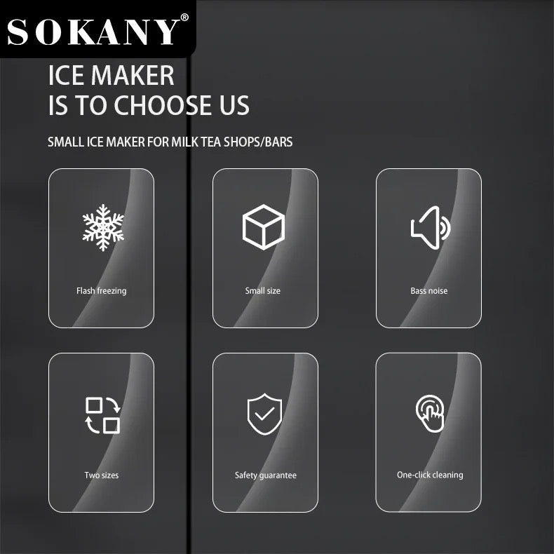 SOKANY automatic family ice maker makes ice quickly in a few minutes, convenient and energy-saving