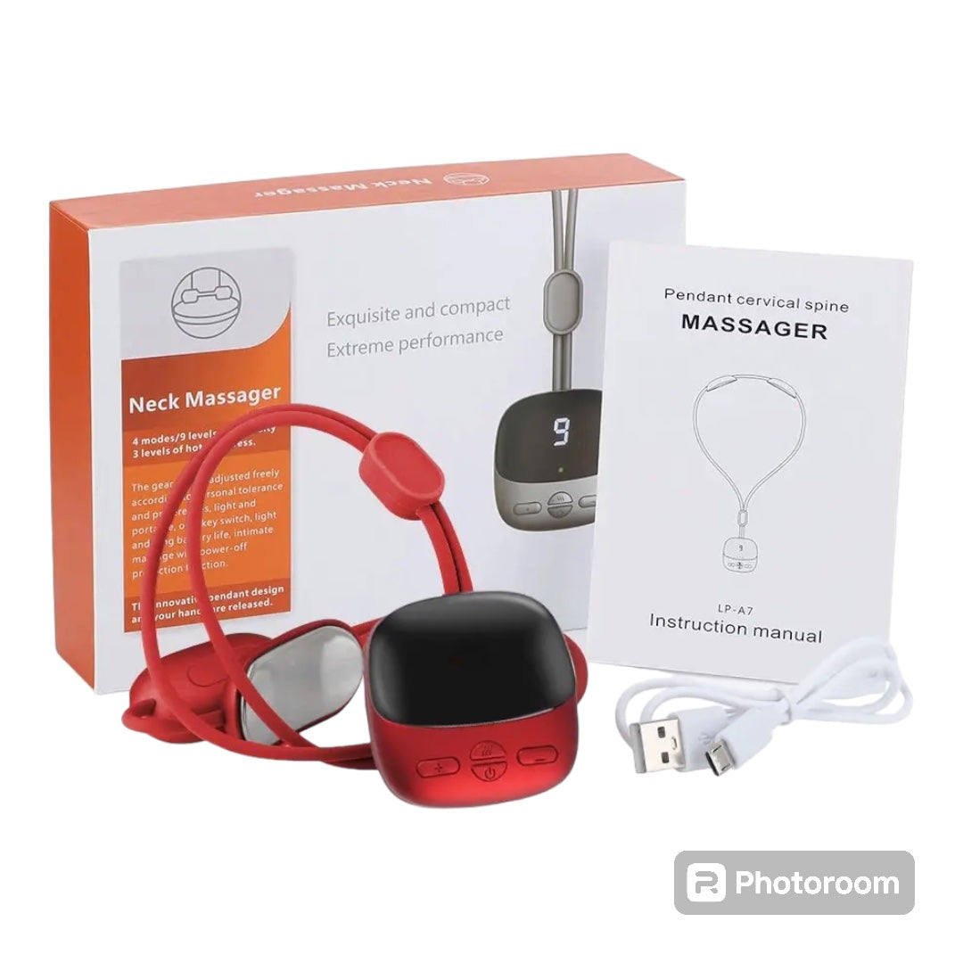 Smart Hanging Neck Shoulder Cervical Massager Heating TENS EMS Pulse Necklace