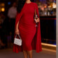 Ladies Elegant Asymmetric Midi Dress-Various Colours