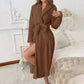 Women Fleece Fuzzy Bathrobe Warm Soft with Pockets Strap-Various Colours